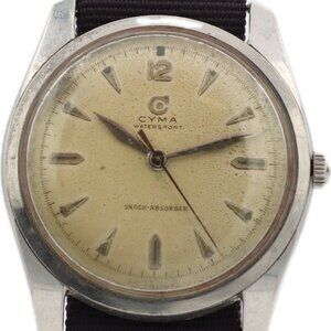 Vintage 34mm Cyma 1094 Watersport Men's Mechanical Wristwatch 459 Swiss Steel